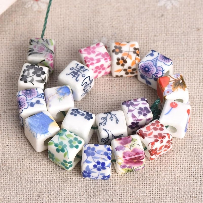 Chinoiserie Style Cube Spacer Beads And Charms For Jewelry Making Color A23 - Image 3